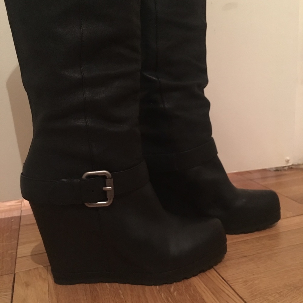 Vera Wang Lavender leather wedge boots